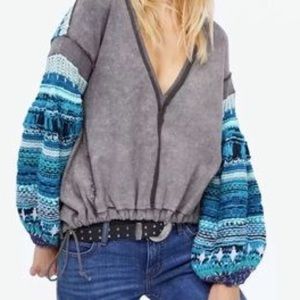 Free People Reminiscent Sweater in Blue